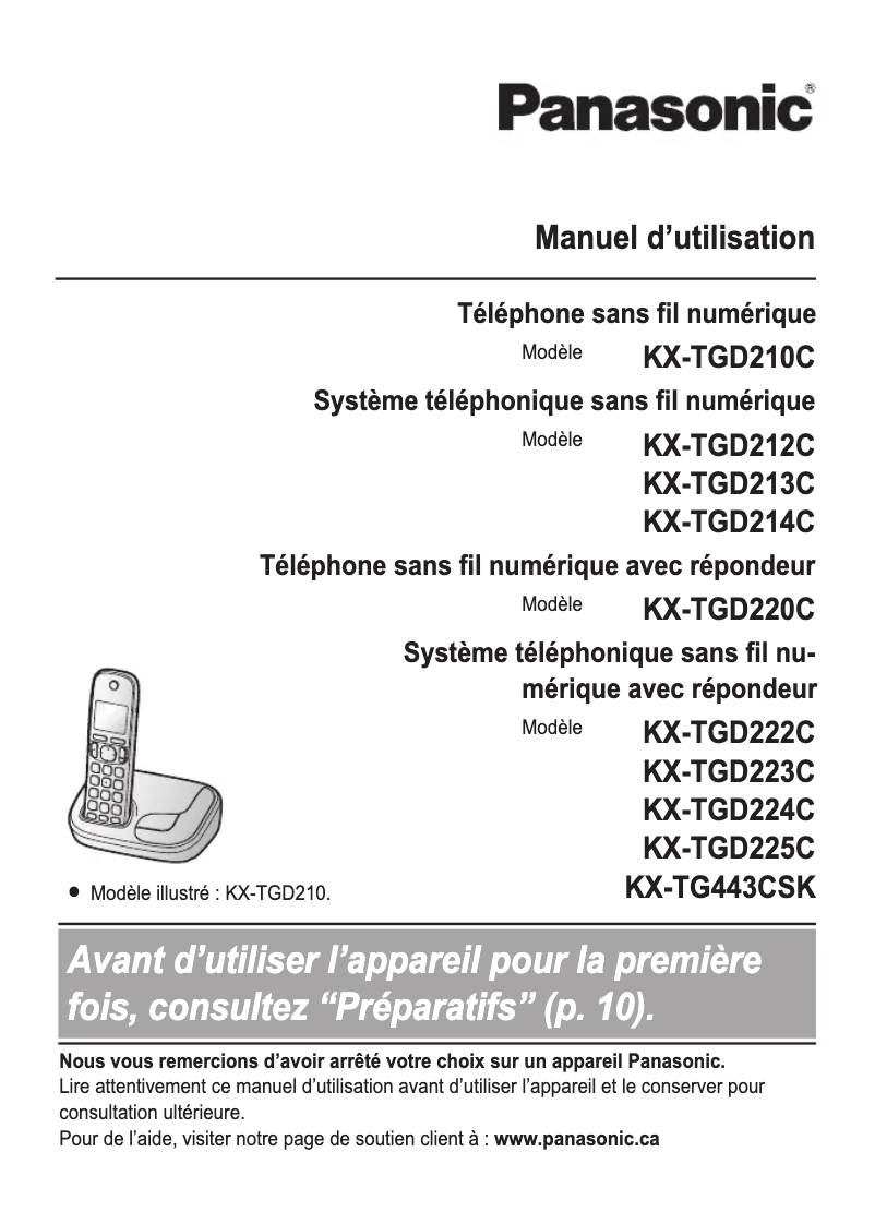 Imagen de la primera página del manual del dispositivo KX-TGD224