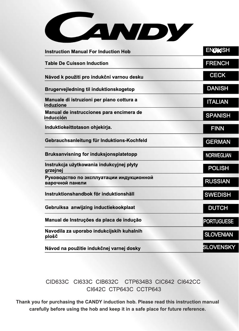 Página 1 del manual Manual de usuario Candy CID633C