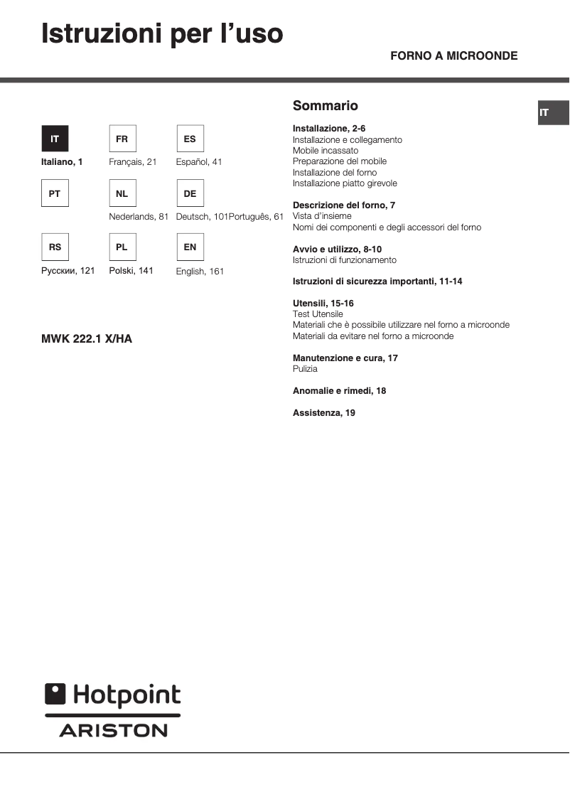 Imagen de la primera página del manual del dispositivo MWK 222.1 X/HA