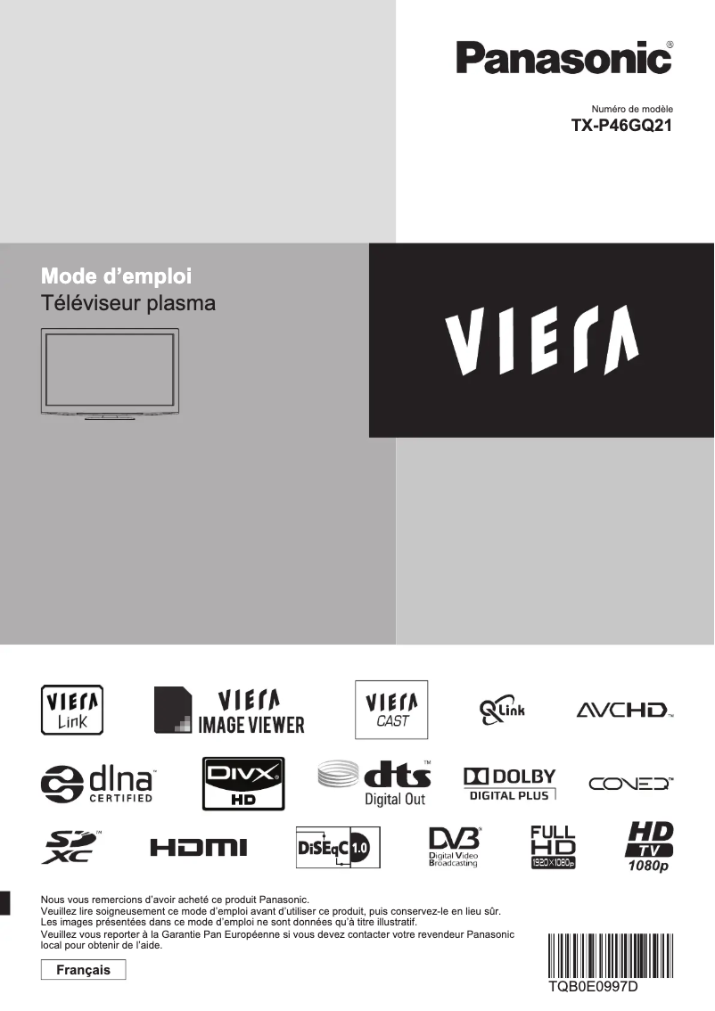 Imagen de la primera página del manual del dispositivo TX-P46GQ21