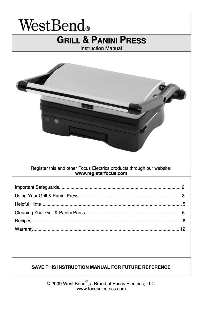 Página 1 del manual Manual de usuario WestBend 6113