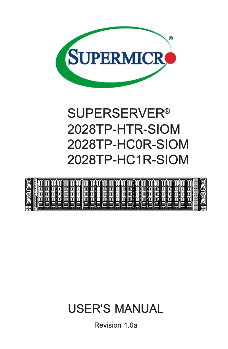 Imagen de la primera página del manual del dispositivo SuperServer 2028TP-HC1R-SIOM