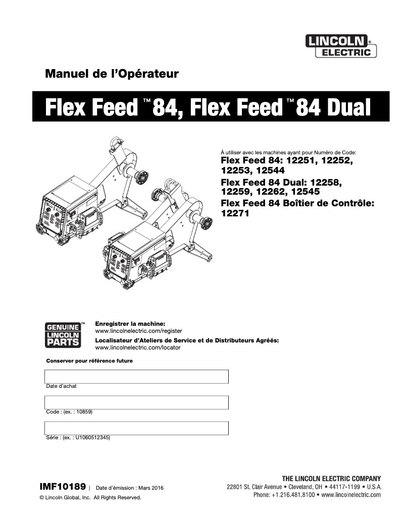 Imagen de la primera página del manual del dispositivo Flex Feed 84
