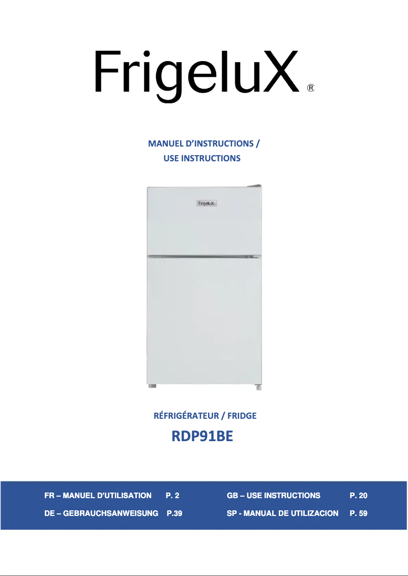 Página 1 del manual Manual de usuario FrigeluX RDP91BE