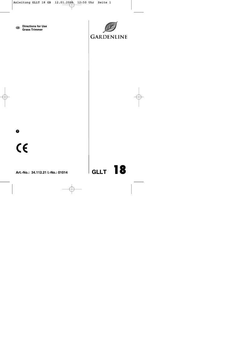 Imagen de la primera página del manual del dispositivo GLLT 18