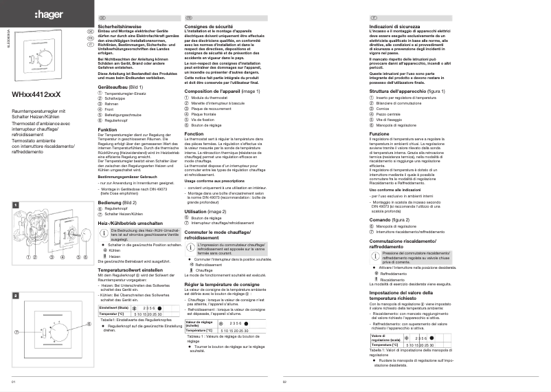 Página 1 del manual Instrucciones / montaje Hager WH25441203C