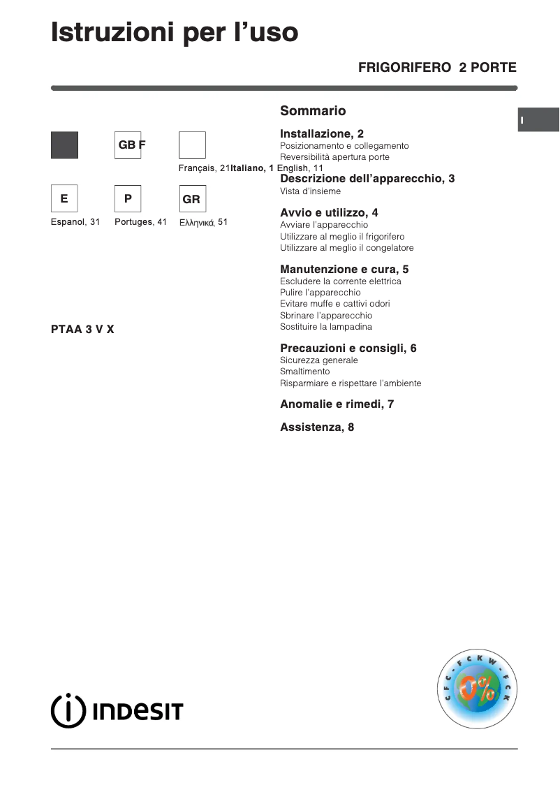 Imagen de la primera página del manual del dispositivo PTAA 3 V Xá