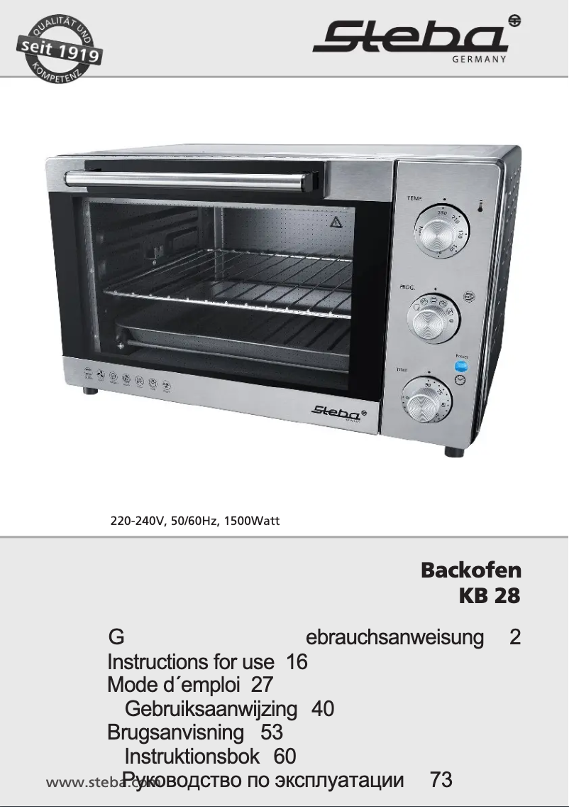 Página 1 del manual Manual de usuario Steba KB 28