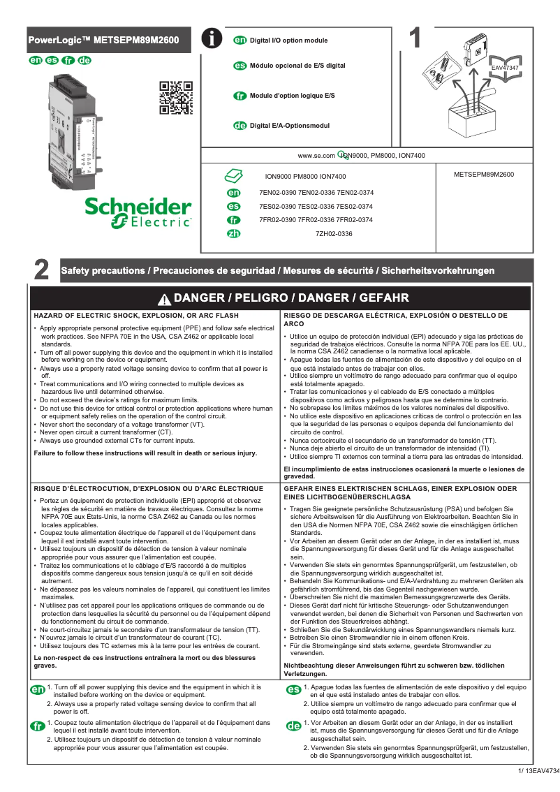 Página 1 del manual Manual de usuario Schneider PowerLogic METSEION7410