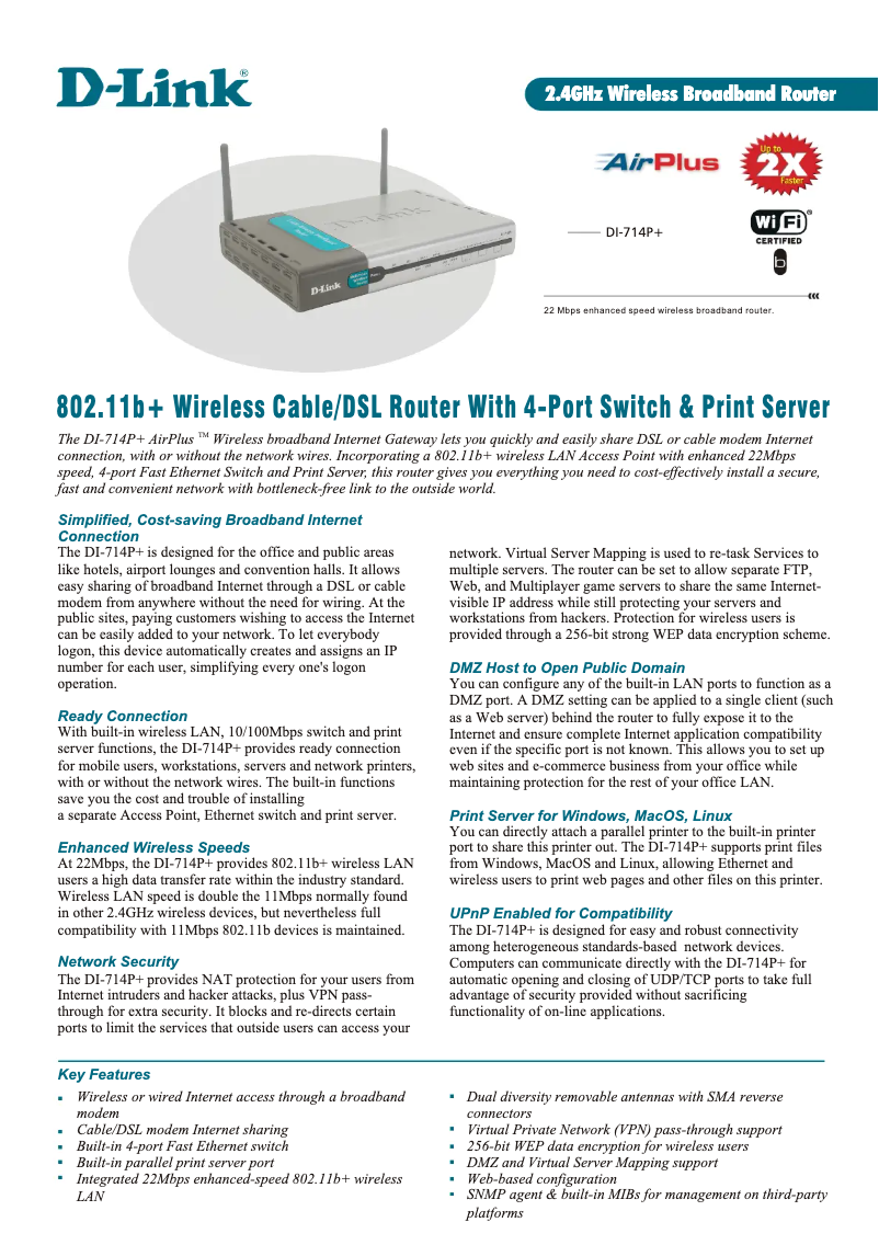 Imagen de la primera página del manual del dispositivo DI-714P+