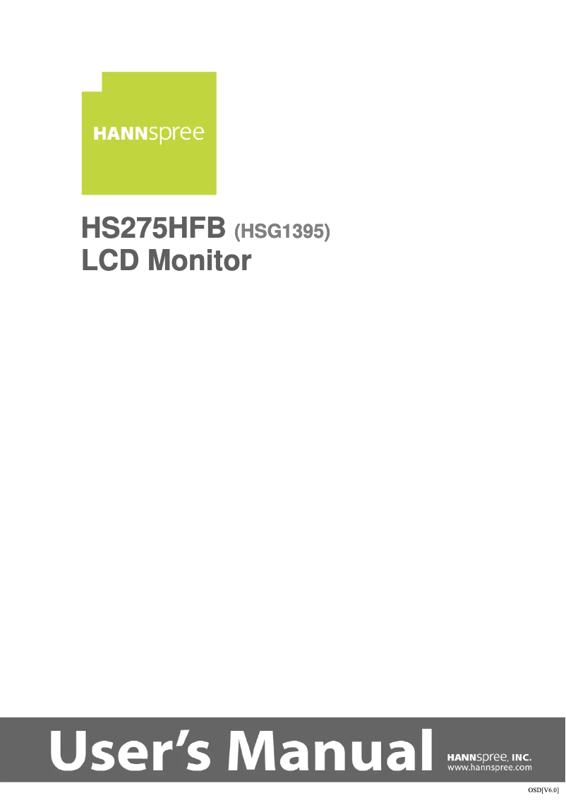 Página 1 del manual Manual de instrucciones Hannspree HS 275 HFB