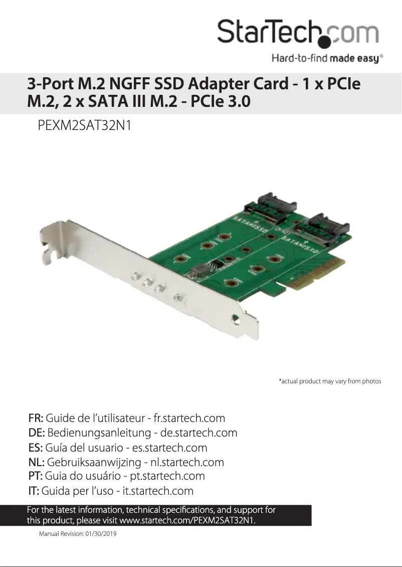 Imagen de la primera página del manual del dispositivo PEXM2SAT32N1