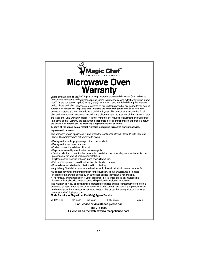 Imagen de la primera página del manual del dispositivo MCM1110ST