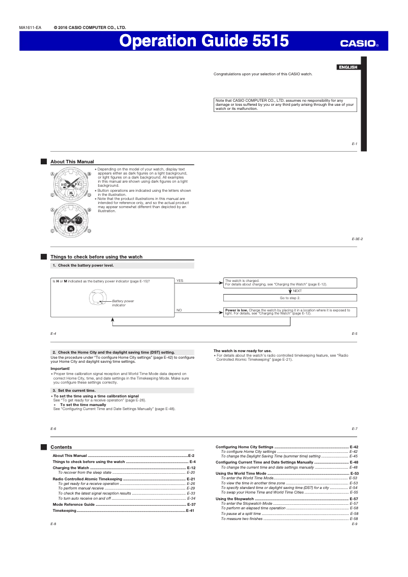 Página 1 del manual Manual de usuario Casio G-Shock GST-W130BC-1A3ER