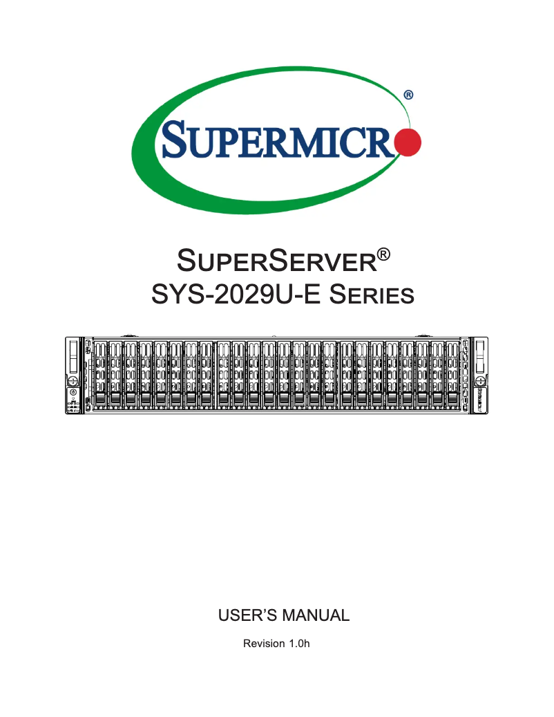 Imagen de la primera página del manual del dispositivo SuperServer 2029U-E1CR4T