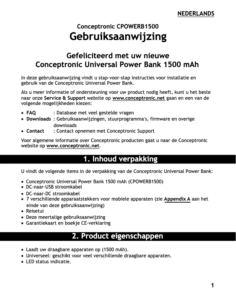 Imagen de la primera página del manual del dispositivo CPOWERB1500