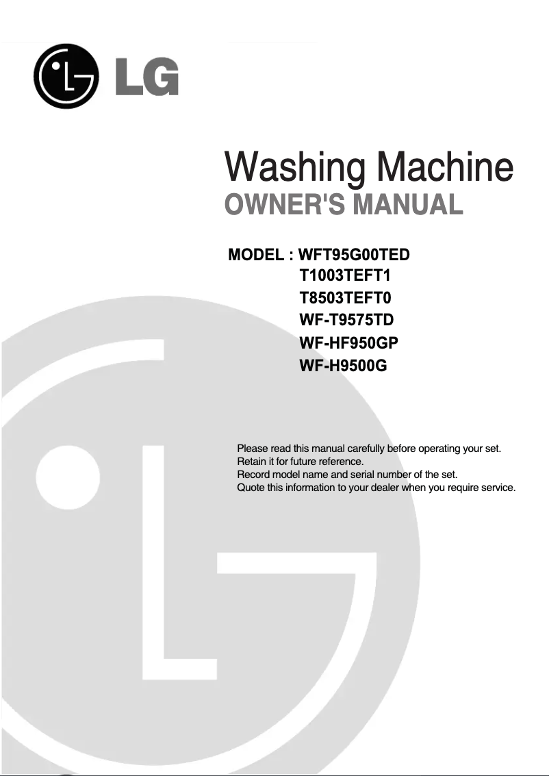 Imagen de la primera página del manual del dispositivo WF-HF950GP