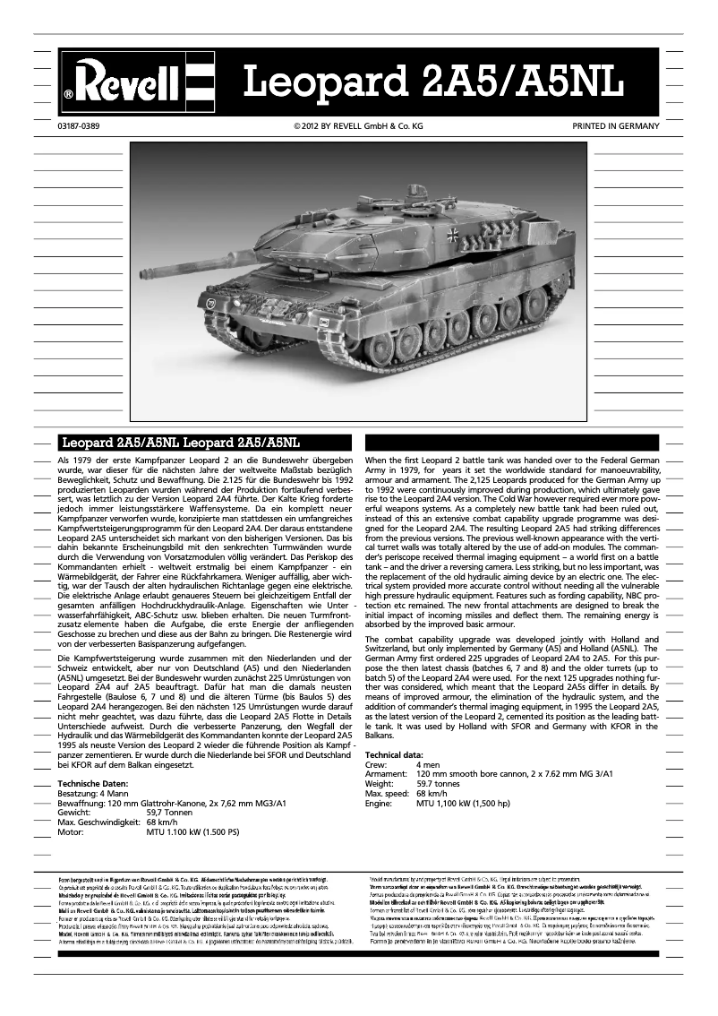Imagen de la primera página del manual del dispositivo Leopard 2A5 / A5NL