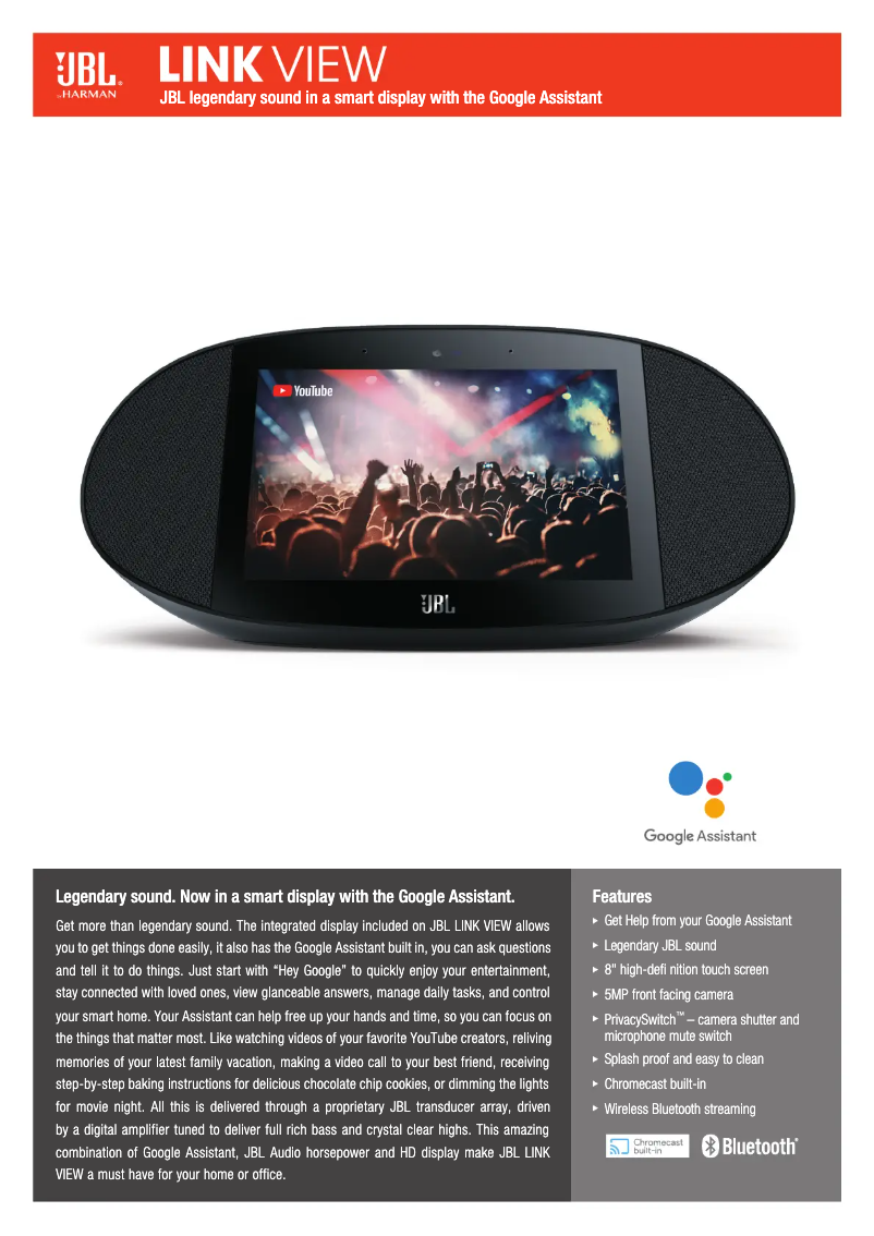 Página 1 del manual Ficha técnica JBL Link View