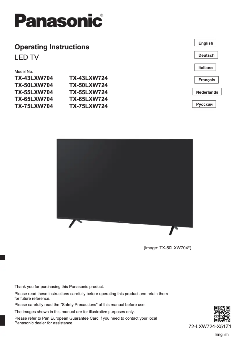 Imagen de la primera página del manual del dispositivo TX-75LXW724