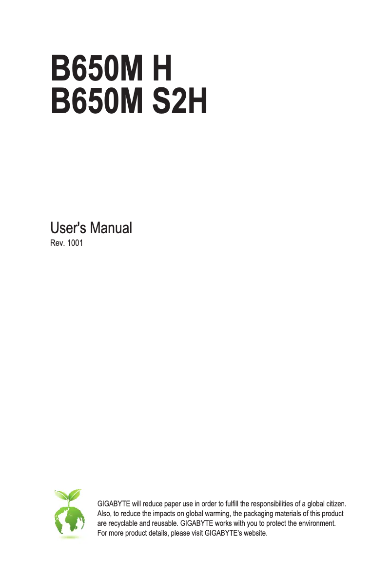 Página 1 del manual Manual de usuario Gigabyte B650M S2H