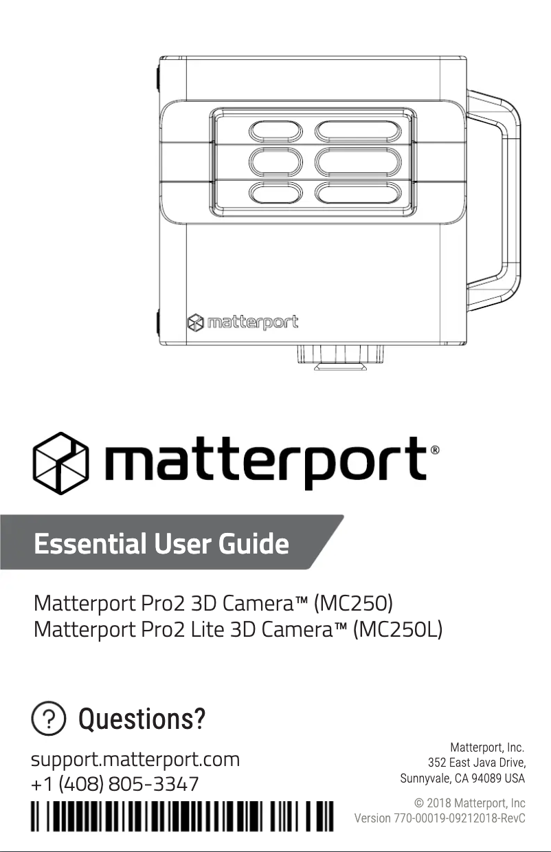 Página 1 del manual Manual de usuario Matterport Pro2 3D Camera MC250