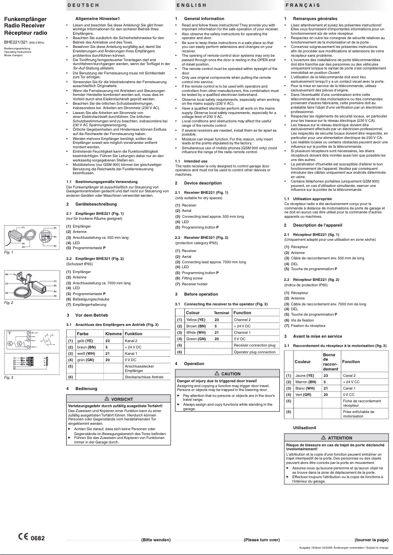 Imagen de la primera página del manual del dispositivo BHE221