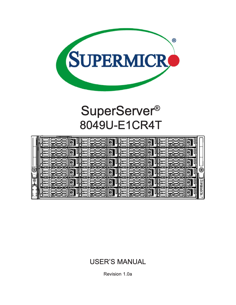 Imagen de la primera página del manual del dispositivo SuperServer 8049U-E1CR4T