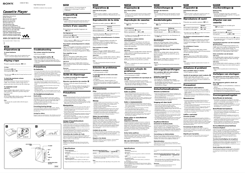 Página 1 del manual Manual de usuario Sony Walkman WM-EX192