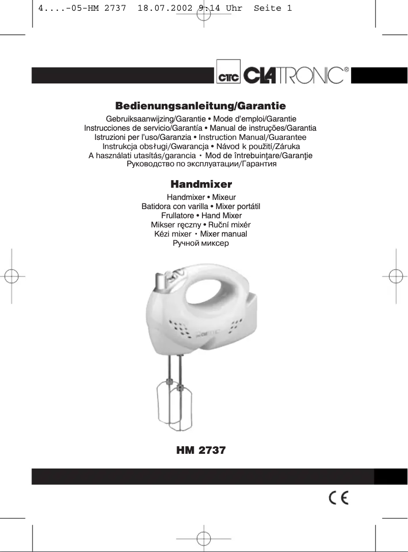 Página 1 del manual Manual de usuario Clatronic HM 2737