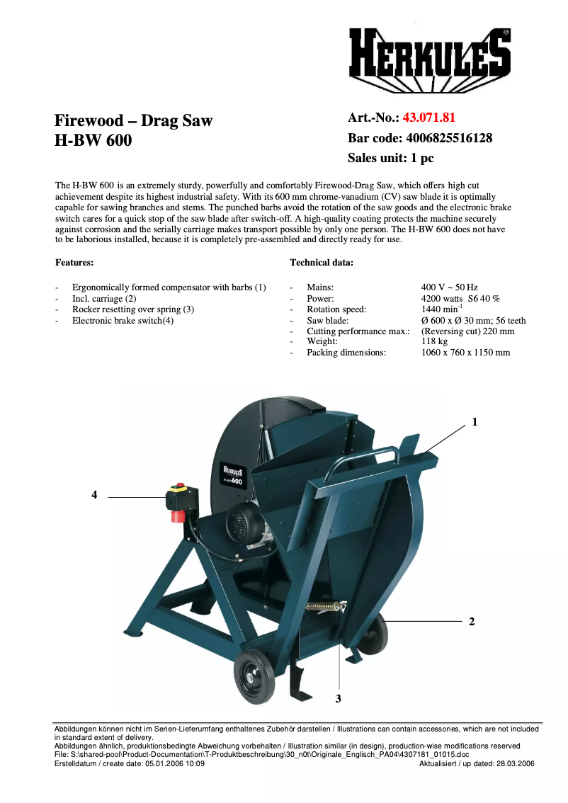 Imagen de la primera página del manual del dispositivo H-BW 600