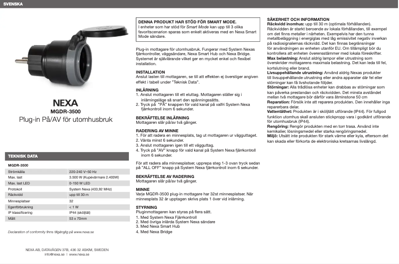 Página 1 del manual Manual de usuario Nexa MGDR-3500