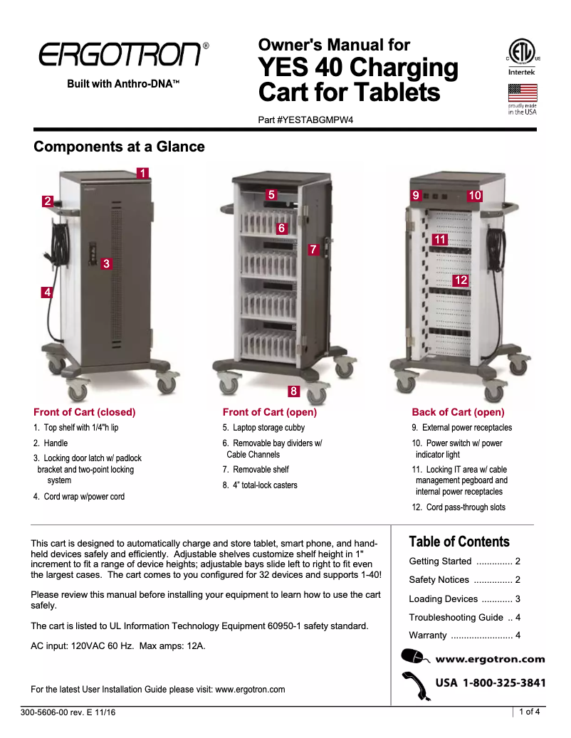 Página 1 del manual Manual de usuario Ergotron YES40