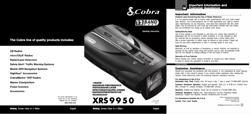 Imagen de la primera página del manual del dispositivo XRS 9950
