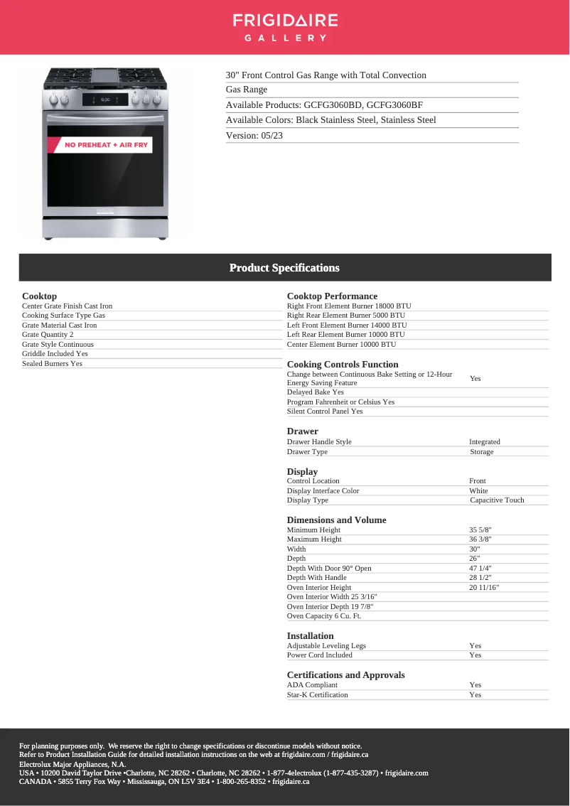 Imagen de la primera página del manual del dispositivo GCFG3060BD
