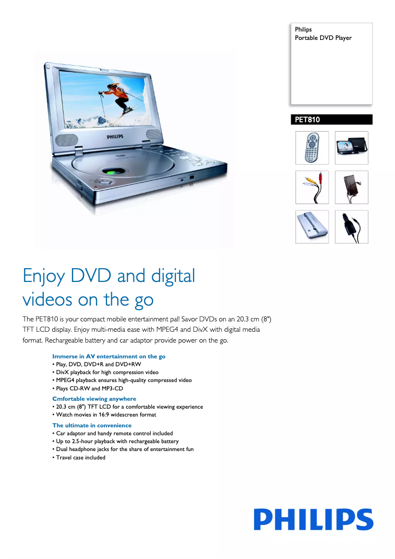 Página 1 del manual Folleto Philips PET810