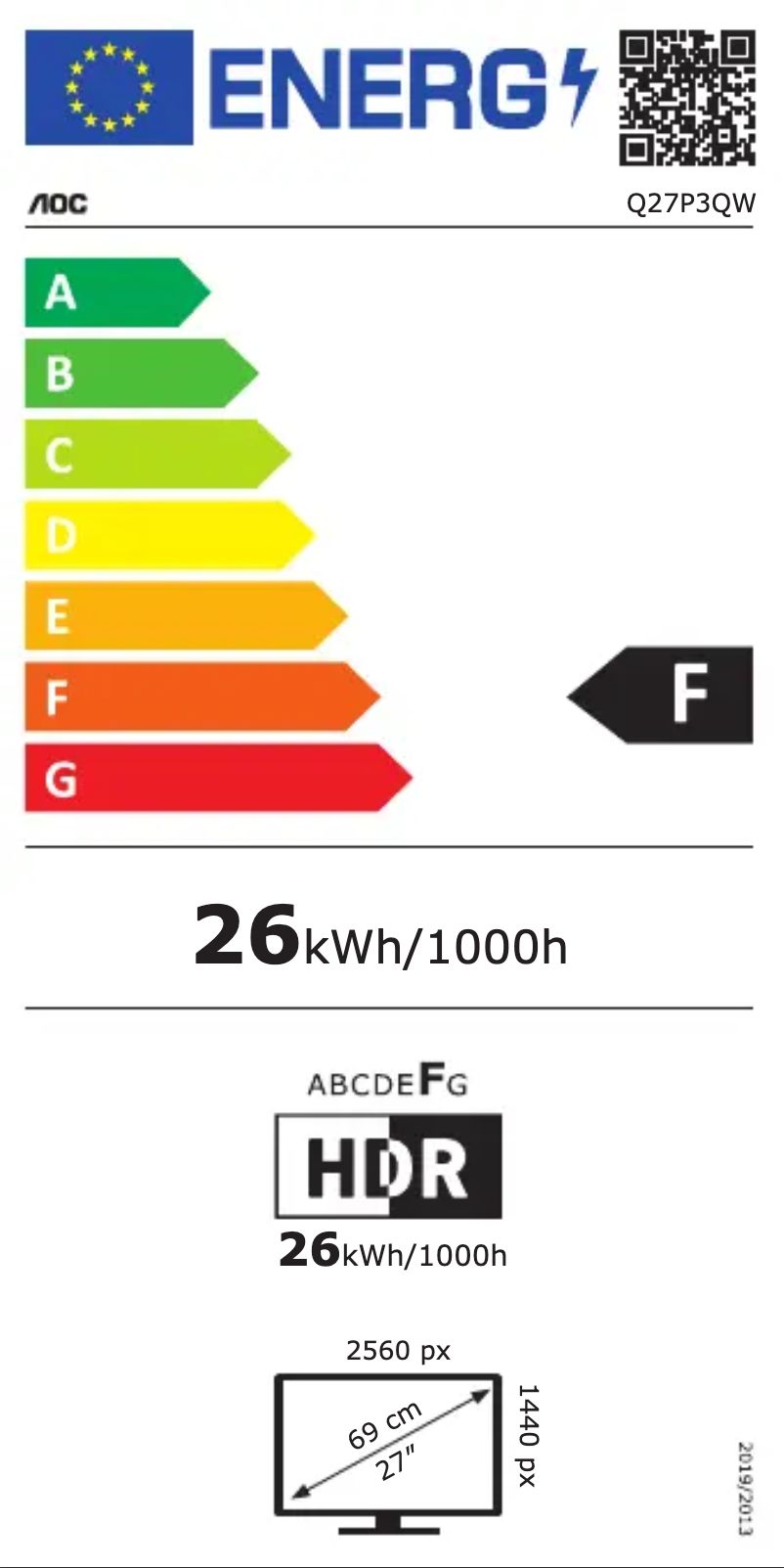 Página 1 del manual Etiqueta energética AOC Q27P3QW
