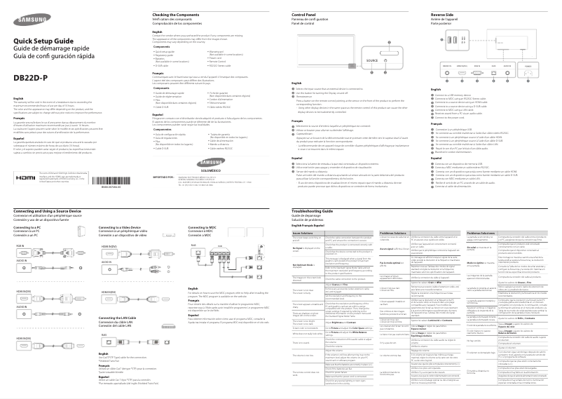Imagen de la primera página del manual del dispositivo Smart Signage DB22D-P