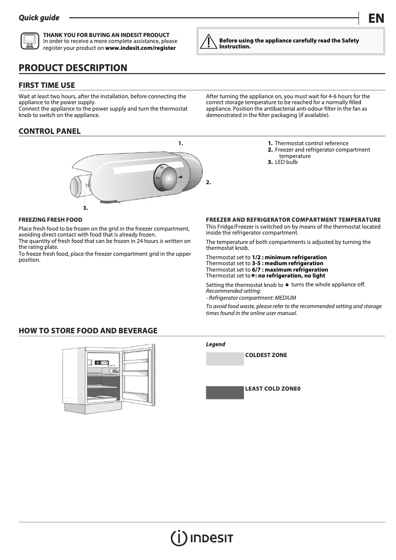 Página 1 del manual Manual de usuario Indesit IL A1.UK