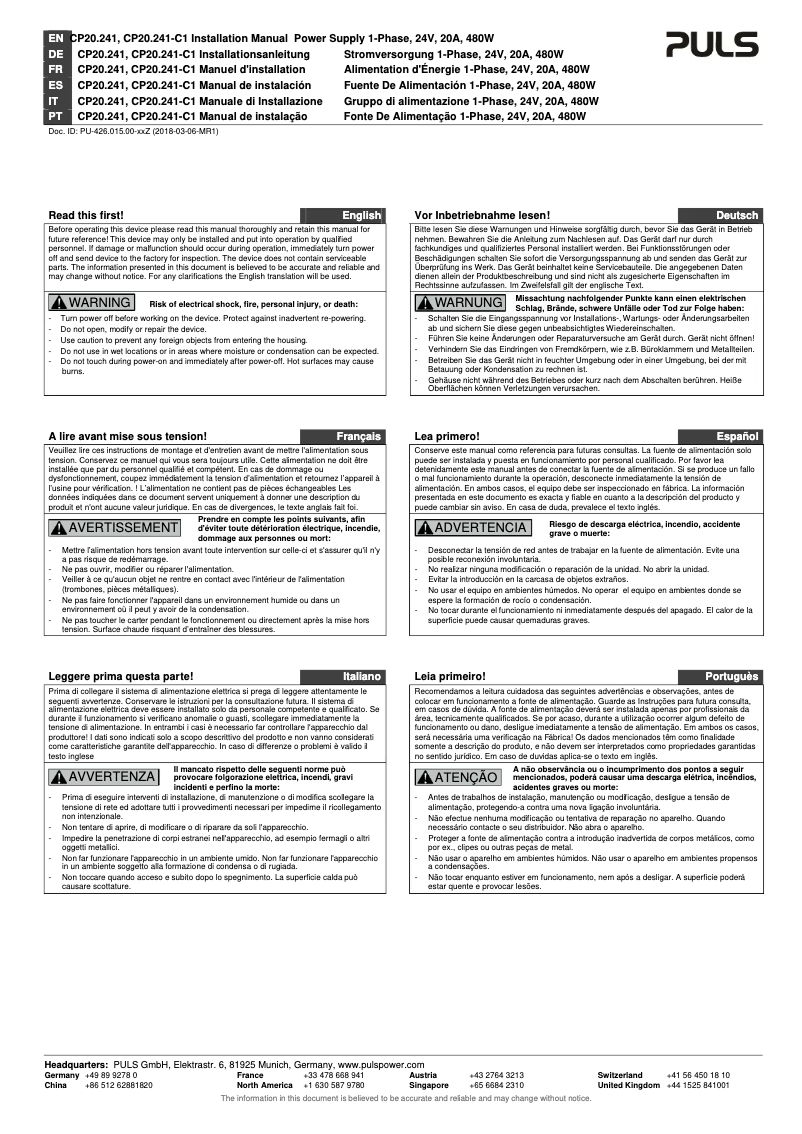 Imagen de la primera página del manual del dispositivo CP20.241-C1