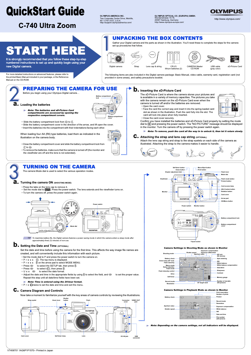 Imagen de la primera página del manual del dispositivo Camedia C-725 Ultra Zoom