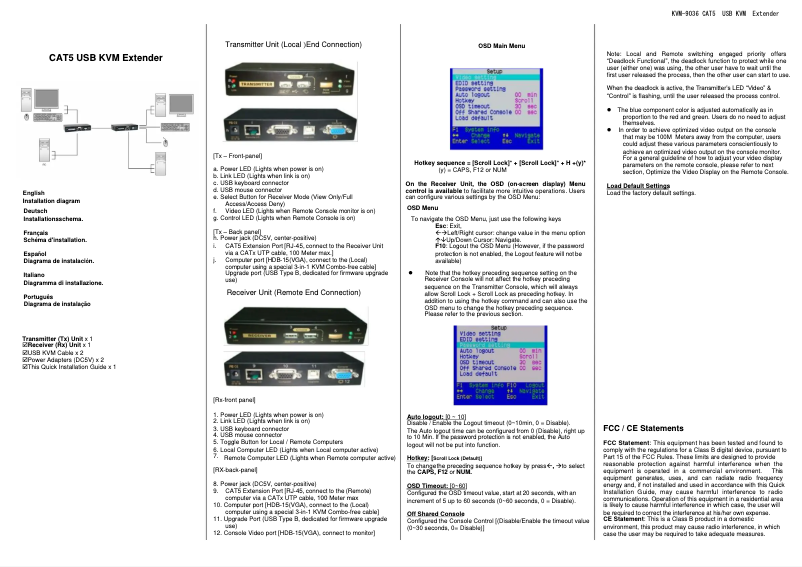 Imagen de la primera página del manual del dispositivo KVM-9036
