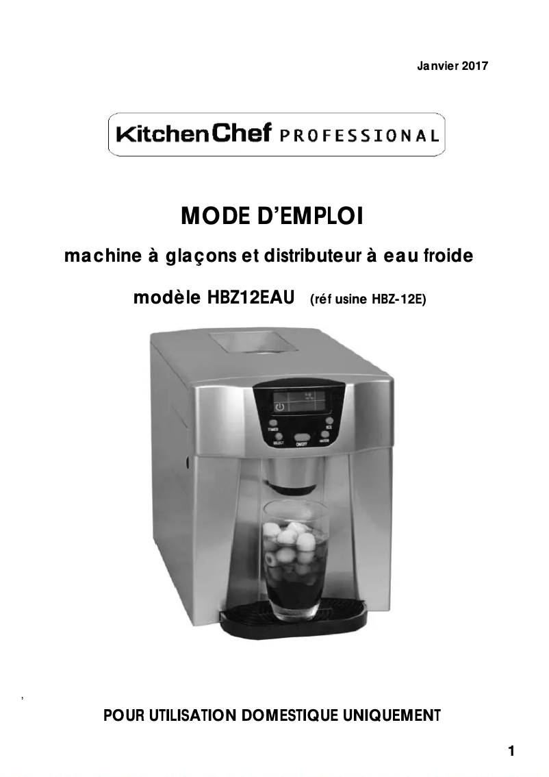 Página 1 del manual Manual de usuario Kitchen Chef HBZ12EAU
