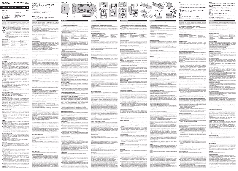 Imagen de la primera página del manual del dispositivo 60-600mm F4.5-6.3 DG OS HSM