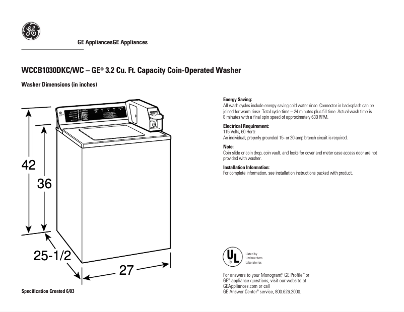 Imagen de la primera página del manual del dispositivo WCCB1030DWC