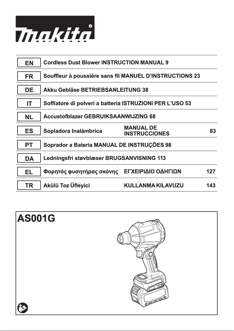 Página 1 del manual Manual de usuario Makita AS001G