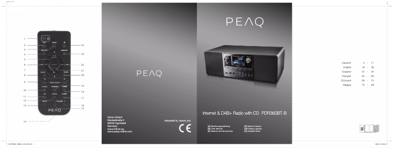 Imagen de la primera página del manual del dispositivo PDR360BT-B