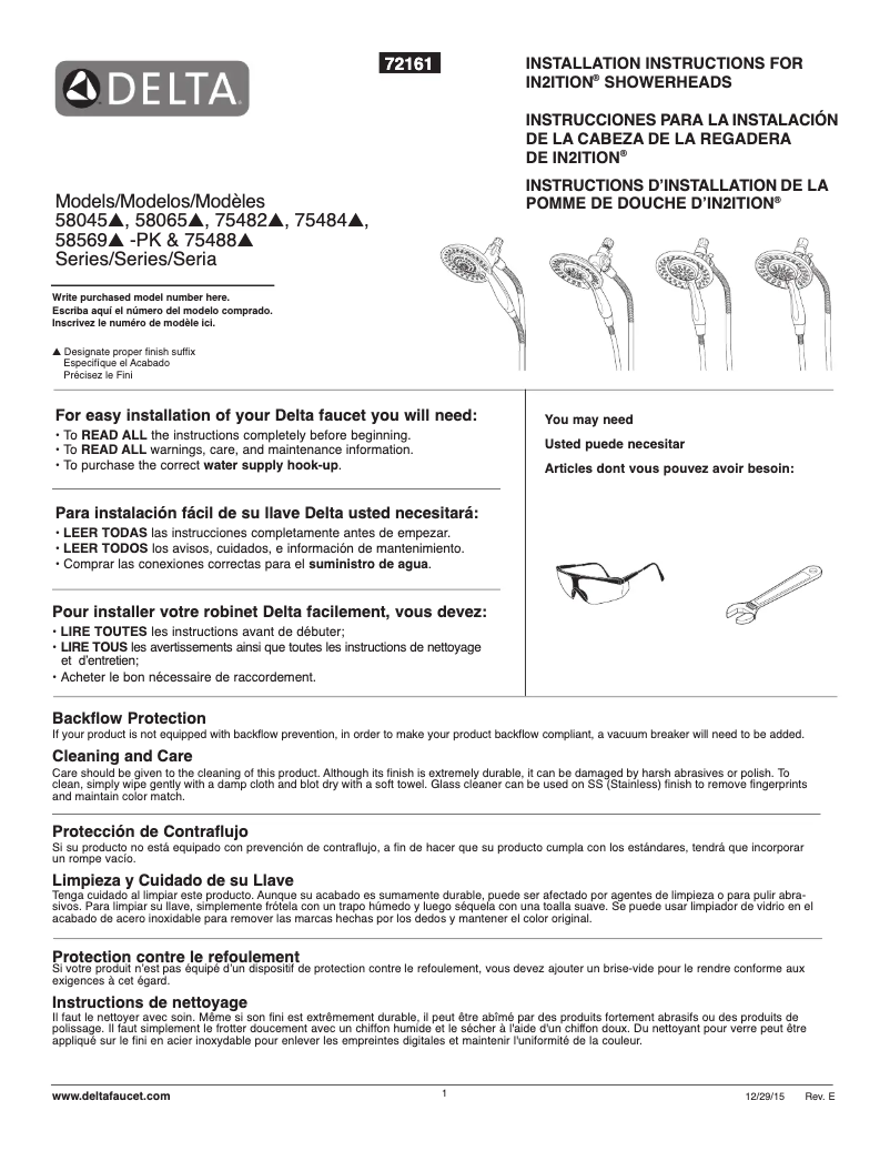 Imagen de la primera página del manual del dispositivo 58065