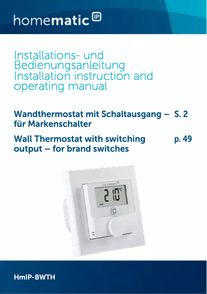 Página 1 del manual Manual de usuario eQ-3 HMIP-BWTH