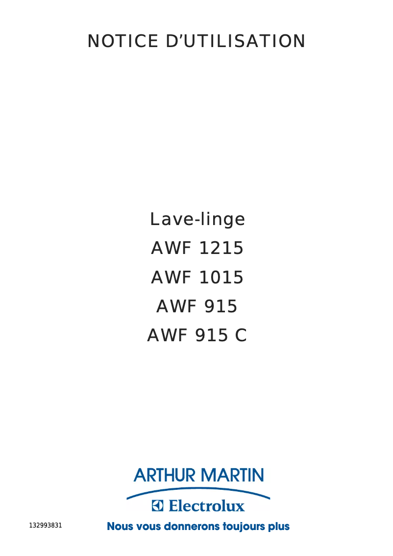 Imagen de la primera página del manual del dispositivo AWF 1015